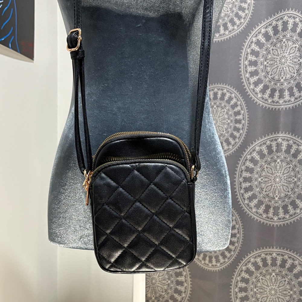 Vegan Leather Quilted Crossbody Bag